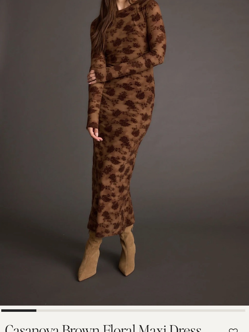 12th Tribe Casanova Brown Floral Maxi Dress